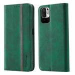 For Xiaomi Redmi Note 10 5G Splicing Skin Feel Magnetic Leather Phone Case(Green)