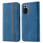 For Xiaomi Redmi Note 10 Pro 4G Splicing Skin Feel Magnetic Leather Phone Case(Blue)