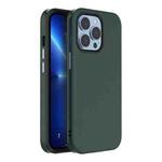 For iPhone 13 Mutural Plain Skin Leather + PC + TPU Phone Case(Dark Green)