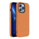 For iPhone 13 Mutural Plain Skin Leather + PC + TPU Phone Case(Orange)