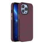 For iPhone 13 Mutural Plain Skin Leather + PC + TPU Phone Case(Wine Red)