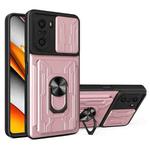 For Xiaomi Redmi K40/Poco F3/Mi 11i Sliding Camshield Card Phone Case(Rose Gold)