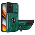 For Xiaomi Redmi K40/Poco F3/Mi 11i Sliding Camshield Card Phone Case(Dark Green)