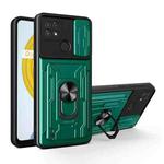 For OPPO Realme C20 / C21 Sliding Camshield Card Phone Case(Dark Green)