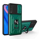 For Huawei P smart / Y9 Prime Sliding Camshield Card Phone Case(Dark Green)