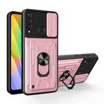 For Huawei Y6p Sliding Camshield Card Phone Case(Rose Gold)