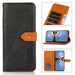 For OPPO A55s 5G JP Version KHAZNEH Dual-color Cowhide Texture Flip Leather Phone Case(Black)