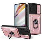 For Motorola Moto G60 Sliding Camshield Card Phone Case(Rose Gold)