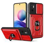 For Xiaomi Redmi Note 10 5G Sliding Camshield Card Phone Case(Red)