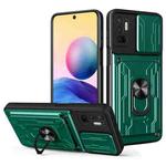 For Xiaomi Redmi Note 10 5G Sliding Camshield Card Phone Case(Dark Green)