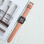 Lychee Top Layer Cowhide Watch Band For Apple Watch Series 9&8&7 41mm / SE 3&SE 2&6&SE&5&4 40mm / 3&2&1 38mm(Orange Pink)