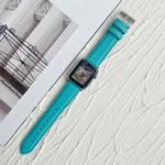 Lychee Top Layer Cowhide Watch Band For Apple Watch Series 9&8&7 41mm / SE 3&SE 2&6&SE&5&4 40mm / 3&2&1 38mm(Sky Blue)