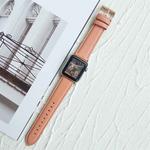 Lychee Top Layer Cowhide Watch Band For Apple Watch Ultra 49mm&Watch Ultra 2 49mm / Series 9&8&7 45mm / SE 3&SE 2&6&SE&5&4 44mm / 3&2&1 42mm(Orange Pink)