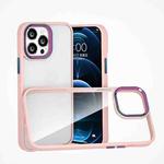 For iPhone 12 / 12 Pro Colorful Metal Lens Ring Phone Case(Pink)