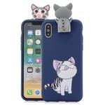 For iPhone X / XS Cartoon Shockproof TPU Protective Case with Holder(Cat)