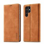For Samsung Galaxy S22 LC.IMEEKE Soft PU + TPU Magnetic Skin-friendly Feeling Leather Phone Case(Dack Brown)