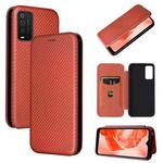 For TCL 205 Carbon Fiber Texture Horizontal Flip Leather Phone Case(Brown)