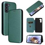 For Motorola Moto G200 5G / Edge S30 Carbon Fiber Texture Horizontal Flip Leather Phone Case(Green)