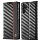 For Samsung Galaxy A13 5G LC.IMEEKE Carbon Fiber Horizontal Flip Leather Phone Case(Vertical Black)