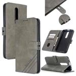 For OPPO F11 Stitching Style 2-Color Cow Texture Horizontal Flip PU Leather Case with Holder & Card Slot & Lanyard(Gray)