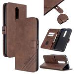 For OPPO F11 Stitching Style 2-Color Cow Texture Horizontal Flip PU Leather Case with Holder & Card Slot & Lanyard(Brown)
