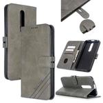 For OPPO F11 Pro Stitching Style 2-Color Cow Texture Horizontal Flip PU Leather Case with Holder & Card Slot & Lanyard(Gray)