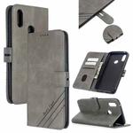 For OPPO Realme 3 Stitching Style 2-Color Cow Texture Horizontal Flip PU Leather Case with Holder & Card Slot & Lanyard(Gray)