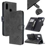 For OPPO Realme 3 Stitching Style 2-Color Cow Texture Horizontal Flip PU Leather Case with Holder & Card Slot & Lanyard(Black)