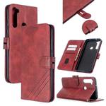 For Xiaomi Redmi Note 8T Stitching Style 2-Color Cow Texture Horizontal Flip PU Leather Case with Holder & Card Slot & Lanyard(Red)