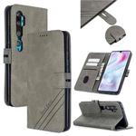 For Xiaomi CC9 Pro / Note 10 Pro Stitching Style 2-Color Cow Texture Horizontal Flip PU Leather Case with Holder & Card Slot & Lanyard(Gray)