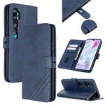 For Xiaomi CC9 Pro / Note 10 Pro Stitching Style 2-Color Cow Texture Horizontal Flip PU Leather Case with Holder & Card Slot & Lanyard(Blue)