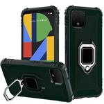 For Google Pixel 4 XL Carbon Fiber Protective Case with 360 Degree Rotating Ring Holder(Green)