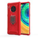 For Huawei Mate 30 Pro Carbon Fiber Protective Case with 360 Degree Rotating Ring Holder(Red)