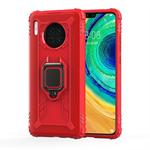 For Huawei Mate 30 Carbon Fiber Protective Case with 360 Degree Rotating Ring Holder(Red)