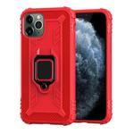 For iPhone 11 Pro Carbon Fiber Protective Case with 360 Degree Rotating Ring Holder(Red)