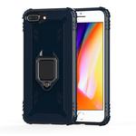 For iPhone 6 / 7 / 8 Carbon Fiber Protective Case with 360 Degree Rotating Ring Holder(Blue)