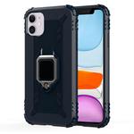 For iPhone 11 Carbon Fiber Protective Case with 360 Degree Rotating Ring Holder(Blue)