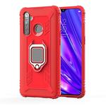 For OPPO Realme 5 Pro Carbon Fiber Protective Case with 360 Degree Rotating Ring Holder(Red)