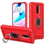 For Xiaomi Redmi 8 Carbon Fiber Protective Case with 360 Degree Rotating Ring Holder(Red)