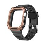 Two-color Integrated Watch Band For Apple Watch Series 7 45mm / 6&SE&5&4 44mm(Black + Bronze Frame)
