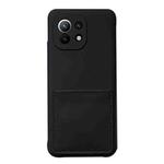 For Xiaomi Mi 11 Liquid Silicone Skin Feel Shockproof Phone Case with Card Slot(Black)