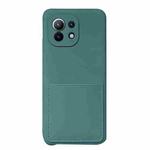 For Xiaomi Mi 11 Liquid Silicone Skin Feel Shockproof Phone Case with Card Slot(Dark Green)