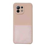 For Xiaomi Mi 11 Liquid Silicone Skin Feel Shockproof Phone Case with Card Slot(Pink)