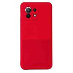 For Xiaomi Mi 11 Liquid Silicone Skin Feel Shockproof Phone Case with Card Slot(Red)