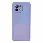 For Xiaomi Mi 11 Liquid Silicone Skin Feel Shockproof Phone Case with Card Slot(Light Purple)