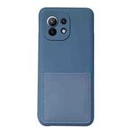 For Xiaomi Mi 11 Liquid Silicone Skin Feel Shockproof Phone Case with Card Slot(Blue)