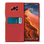 For Xiaomi Poco X3 / Poco X3 NFC Liquid Silicone Skin Feel Shockproof Phone Case with Card Slot(Red)