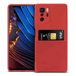 For Xiaomi Redmi Note 10 Pro 5G / Poco X3 GT Liquid Silicone Skin Feel Shockproof Phone Case with Card Slot(Red)