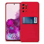 For Samsung Galaxy S20+ Liquid Silicone Skin Feel Shockproof Phone Case with Card Slot(Red)