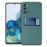 For Samsung Galaxy S20 Liquid Silicone Skin Feel Shockproof Phone Case with Card Slot(Dark Green)